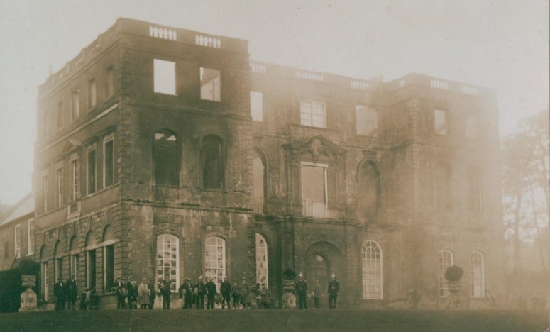 Halswell’s Baroque north range after the fire of 1923. The interiors were immediately restored precisely as they had been, while further upgrades were carried out throughout the whole house, a rare restoration in a century of mass country house destruction.