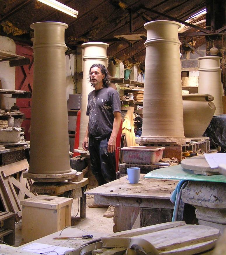 Clay chimney pots(larger than those made for Halswell), being thrown by West Meon Pottery, specialists who have re-created period pots for The National Trust, The British Museum and Kensington Palace amongst others.