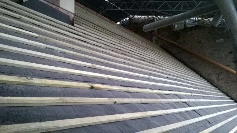 The same roof area with dormer windows now removed, ready for its final finish of slates.